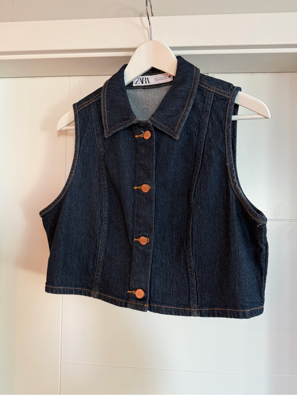 Zara Cropped Denim Vest - Women’s XL